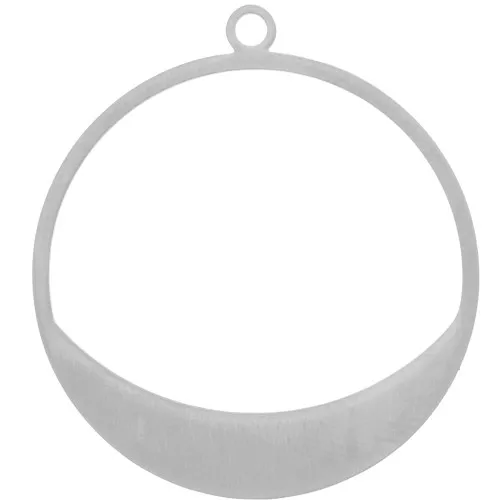30mm Stainless steel 304 Round hollow pendant brushed effect x1
