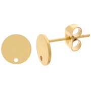 8mm 304 Stainless Steel Disc EarStuds with hole - Gold Tone x2|raw }}