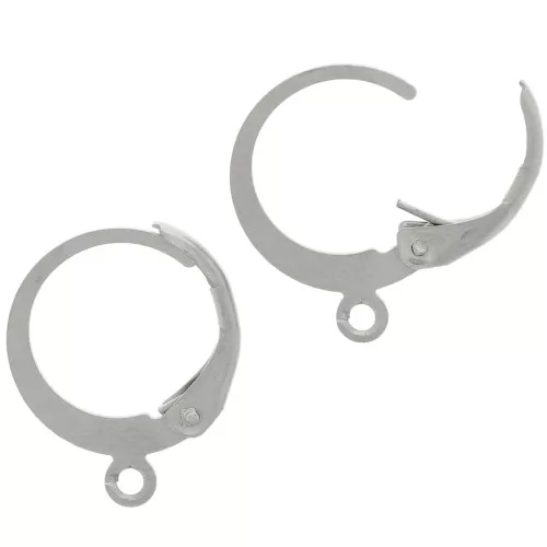 12mm Stainless steel 304 Round leverback earring - open ring x2