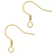 16.5mm Stainless steel 304 Earwires with open ring - Gold Tone x2