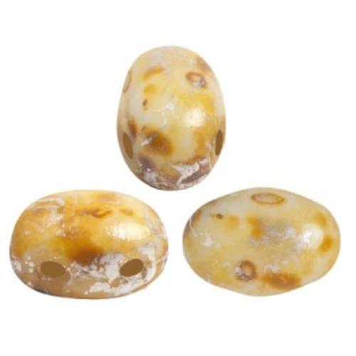 7x5mm Glass beads Samos® by Puca® - Opaque White Rembrandt x10g