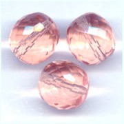 Fire Polished faceted round beads 14mm Rosaline/Peach x4|raw }}