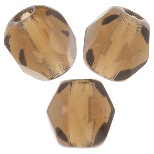 Fire Polished faceted round beads 4mm Smoked Topaz  x50