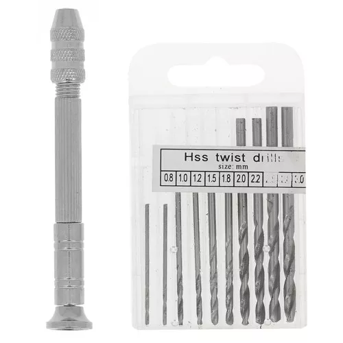 Hand chuck - Manual drilling tool with interchangeable heads and 10 drills