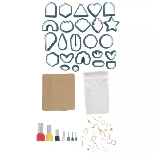 Set of 24 plastic cutters with accessories and tools for polymer x1