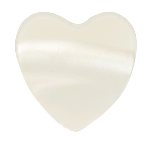 10 mm mother-of-pearl heart bead - vertical hole - Natural x1