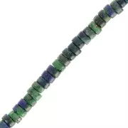 Rondelle beads Heishi - Tinted Regalite 4x2 mm Dark green - Dark blue x40cm