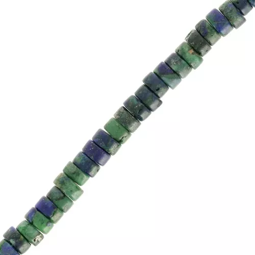 Rondelle beads Heishi - Tinted Regalite 4x2 mm Dark green - Dark blue x40cm