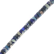 Heishi beads gemstones rondelles - Tinted Regalite 4x2 mm - Dark Blue x38cm