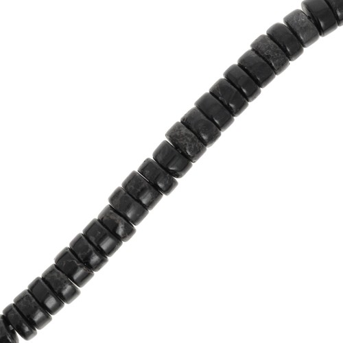 Heishi beads gemstones rondelles - Tinted Regalite 4x2 mm - Black x38cm