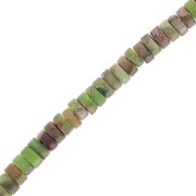 Rondelle beads Heishi - Tinted Regalite 4x2 mm - Green - Brown x40cm