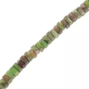 Rondelle beads Heishi - Tinted Regalite 4x2 mm - Green - Brown x40cm