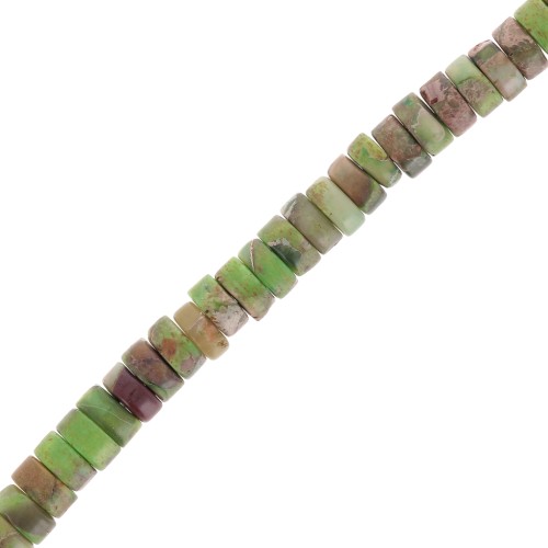Rondelle beads Heishi - Tinted Regalite 4x2 mm - Green - Brown x40cm