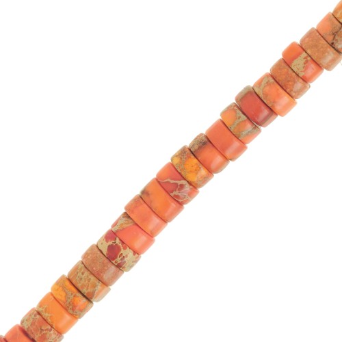 Heishi beads gemstones rondelles - Tinted Regalite 4x2 mm - Orange x40cm