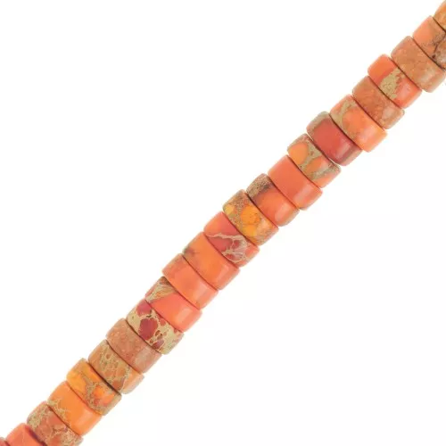 Heishi beads gemstones rondelles - Tinted Regalite 4x2 mm - Orange x40cm