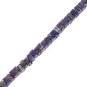 Heishi beads rondelle gemstone - Tinted Regalite 4x2mm - Dark Purple x40cm