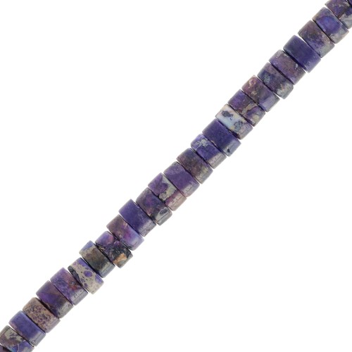 Heishi beads rondelle gemstone - Tinted Regalite 4x2mm - Dark Purple x40cm