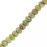 Heishi beads rondelles gemstone Regalite tinted 6x4 mm Light green x38.5cm