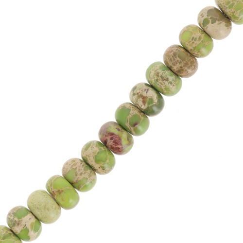 Heishi beads rondelles gemstone Regalite tinted 6x4 mm Light green x38.5cm