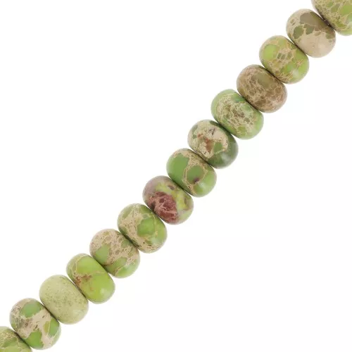 Heishi beads rondelles gemstone Regalite tinted 6x4 mm Light green x38.5cm