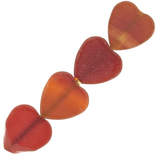 4mm dyed gemstone heart beads - Red Aventurine x4