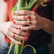 4mm dyed gemstone heart beads - Red Aventurine x4