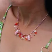 4mm dyed gemstone heart beads - orange Quartz x4