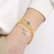 4mm gemstone heart beads - Speckled Obsidian x4