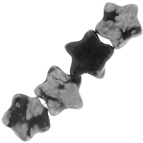 4mm Star gemstone beads - Speckled Obsidian x4