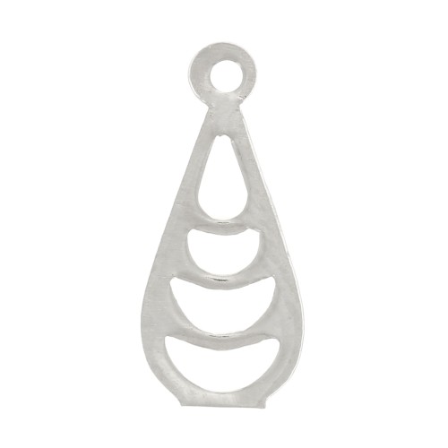 11x5mm Openwork drop charm - Fine silver plating x1