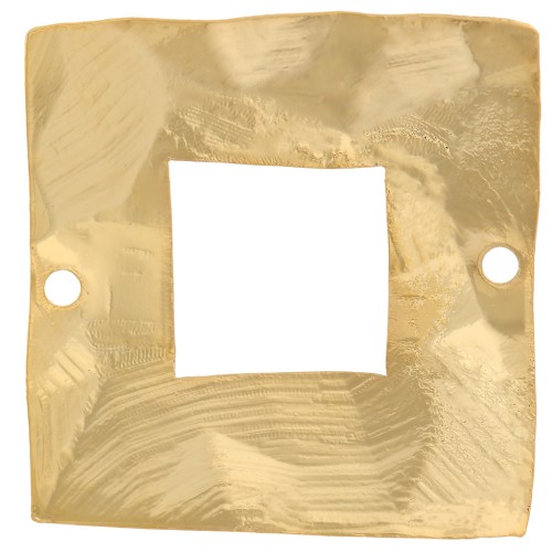 21mm Hammered irregular square spacer - Fine Gold plated x1