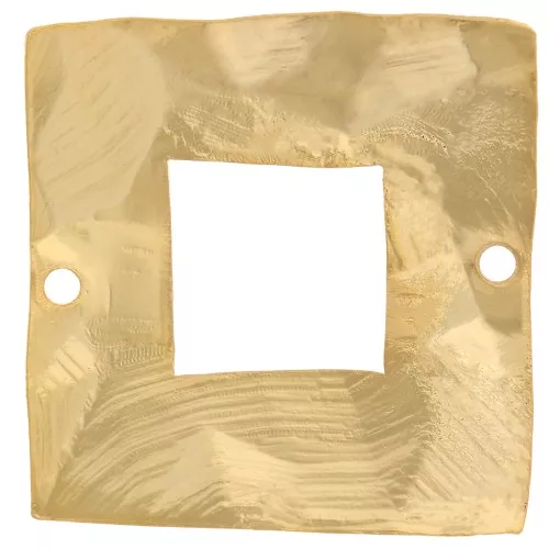 21mm Hammered irregular square spacer - Fine Gold plated x1