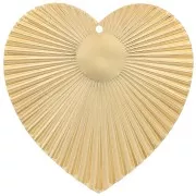41x40mm Heart pendant with pleated effect for 10mm cabochon - Fine Gold plated x1