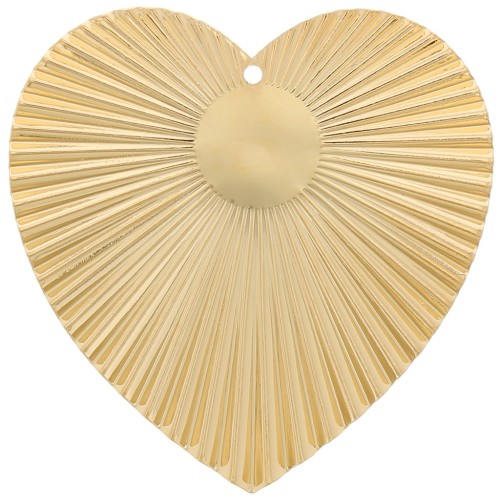 41x40mm Heart pendant with pleated effect for 10mm cabochon - Fine Gold plated x1