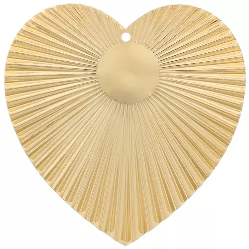 41x40mm Heart pendant with pleated effect for 10mm cabochon - Fine Gold plated x1