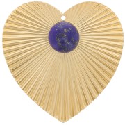 41x40mm Heart pendant with pleated effect for 10mm cabochon - Fine Gold plated x1