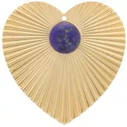41x40mm Heart pendant with pleated effect for 10mm cabochon - Fine Gold plated x1