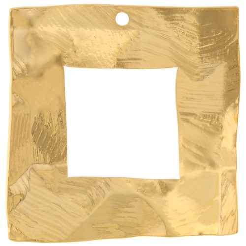 26mm Hammered irregular square pendant - Fine Gold plated x1