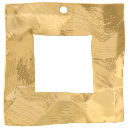26mm Hammered irregular square pendant - Fine Gold plated x1