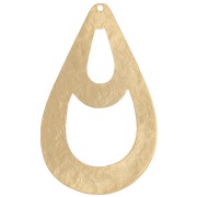 40x25mm hammered hollow drop Pendant - Fine gold plated x1|raw }}