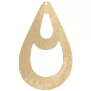 40x25mm hammered hollow drop Pendant - Fine gold plated x1
