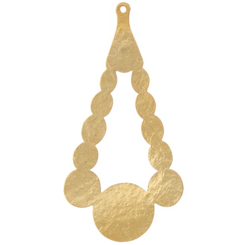 56x29mm hammered drop Pendant - Fine Gold Plated x1