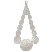 56x29mm hammered drop Pendant - Fine silver plating x1|raw }}