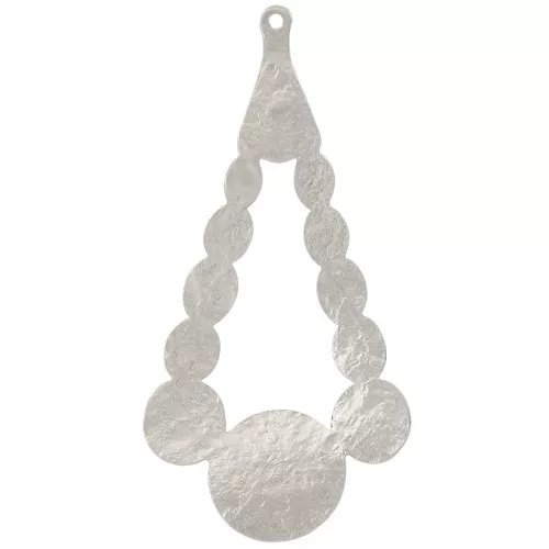56x29mm hammered drop Pendant - Fine silver plating x1