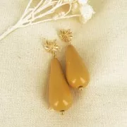 40x16mm resin Pear bead - Eggplant x1