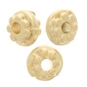 6mm Flower pattern rondelle beads - Fine Gold Plated x10|raw }}