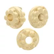 6mm Flower pattern rondelle beads - Fine Gold Plated x10