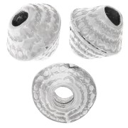 5.5x6mm Textured bicones - Antique silver tone x5|raw }}