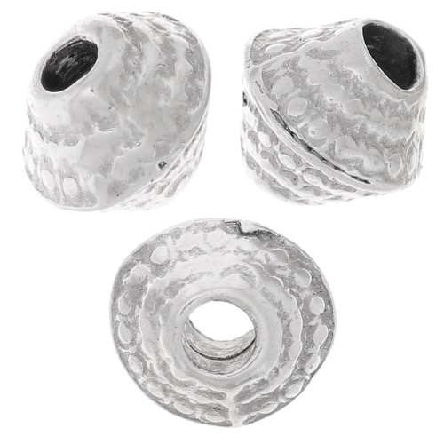 5.5x6mm Textured bicones - Antique silver tone x5