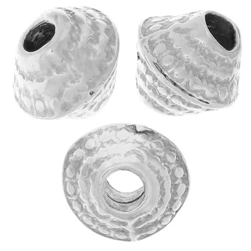5.5x6mm Textured bicones - Antique silver tone x5